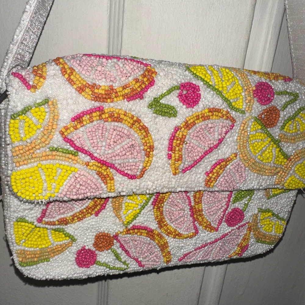 viral beaded cherry and lemon fruit purse bag 🍒🍋🍋‍🟩